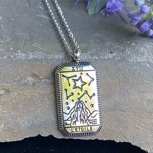 Star Silver Tarot Card Tarnish-Free Stainless Steel Necklace